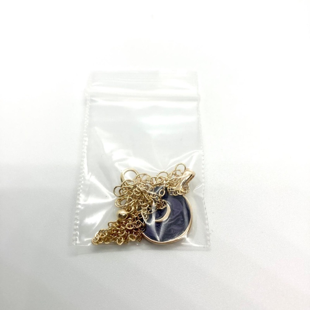 Indigo Resin Purple Crescent Moon Necklace Gold Tone - Picture 8 of 8